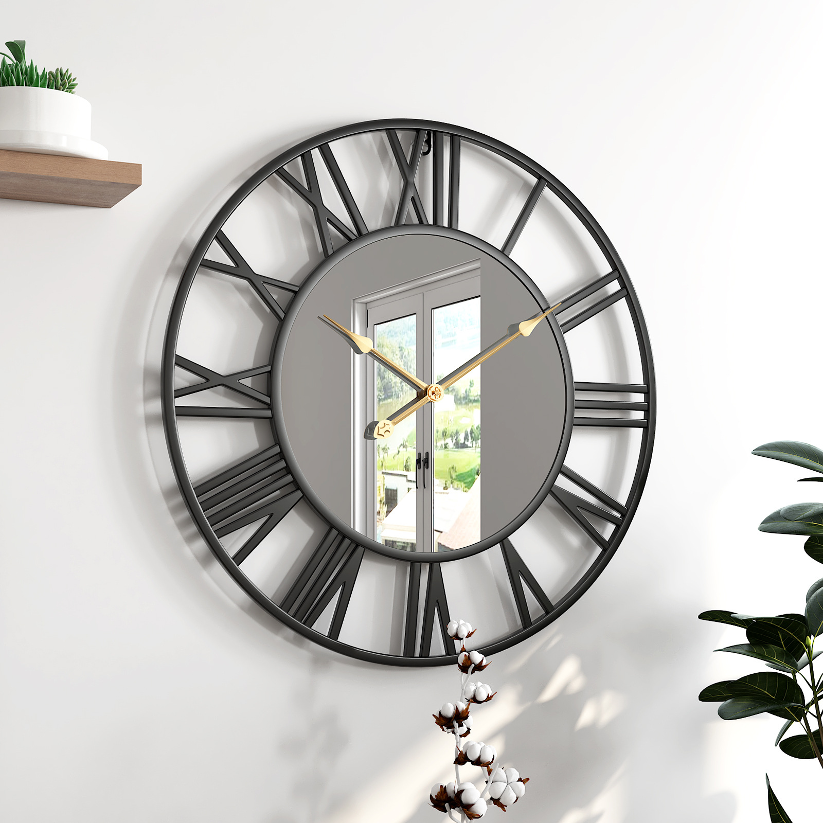 Cross-Border Hot Sales Modern Simple Living Room Fashion Wall Clock Quiet Iron Art Mirror Clock Creative Decorative Wall Clock Wholesale Application Scenario