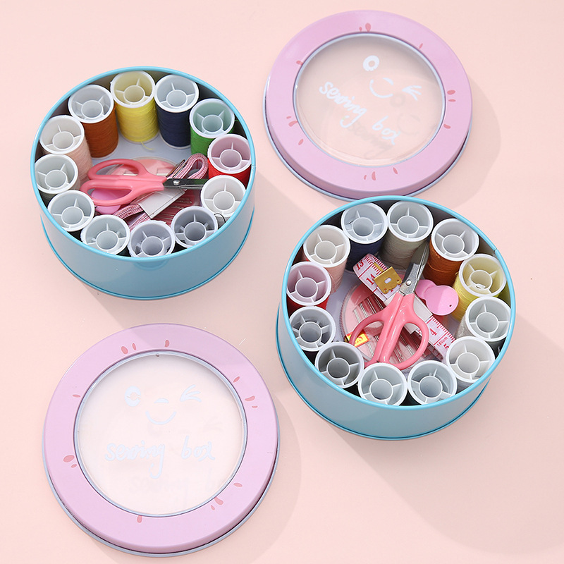 Round window iron box sewing box set Specification image