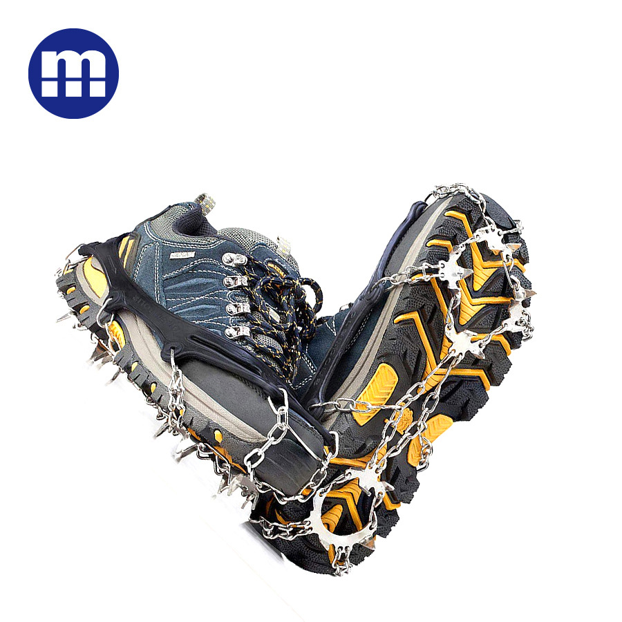 m® 12齿攀岩户外装备硅胶防滑鞋钉套登山冰爪冰鞋其他滑雪专业防滑用品 其他滑雪用品