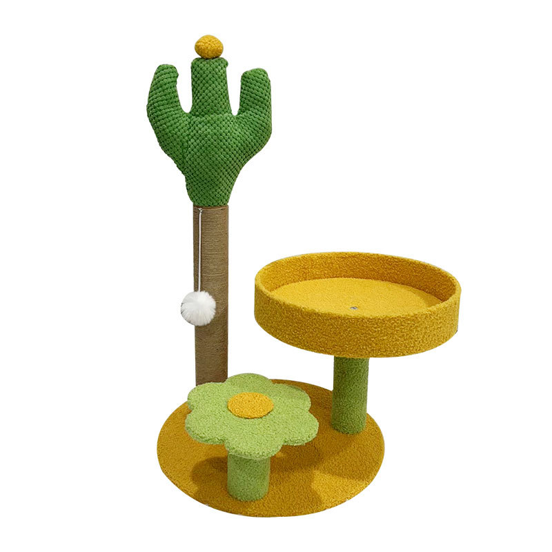 Suministro de fabricante cactus cat trepador juguetes para gatos productos para mascotas nidos de gato gato trepador de gato junta de rascador de gato integrada Item Picture