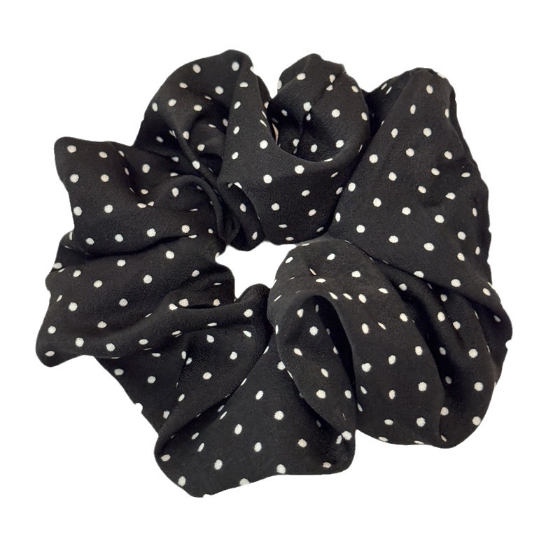 Senior Sense Network Red Black And White Polka Dot Large Hair Circle Ball Head Leather Band Small Retro Hair Rope Blogger With The Same Head Rope Item Picture