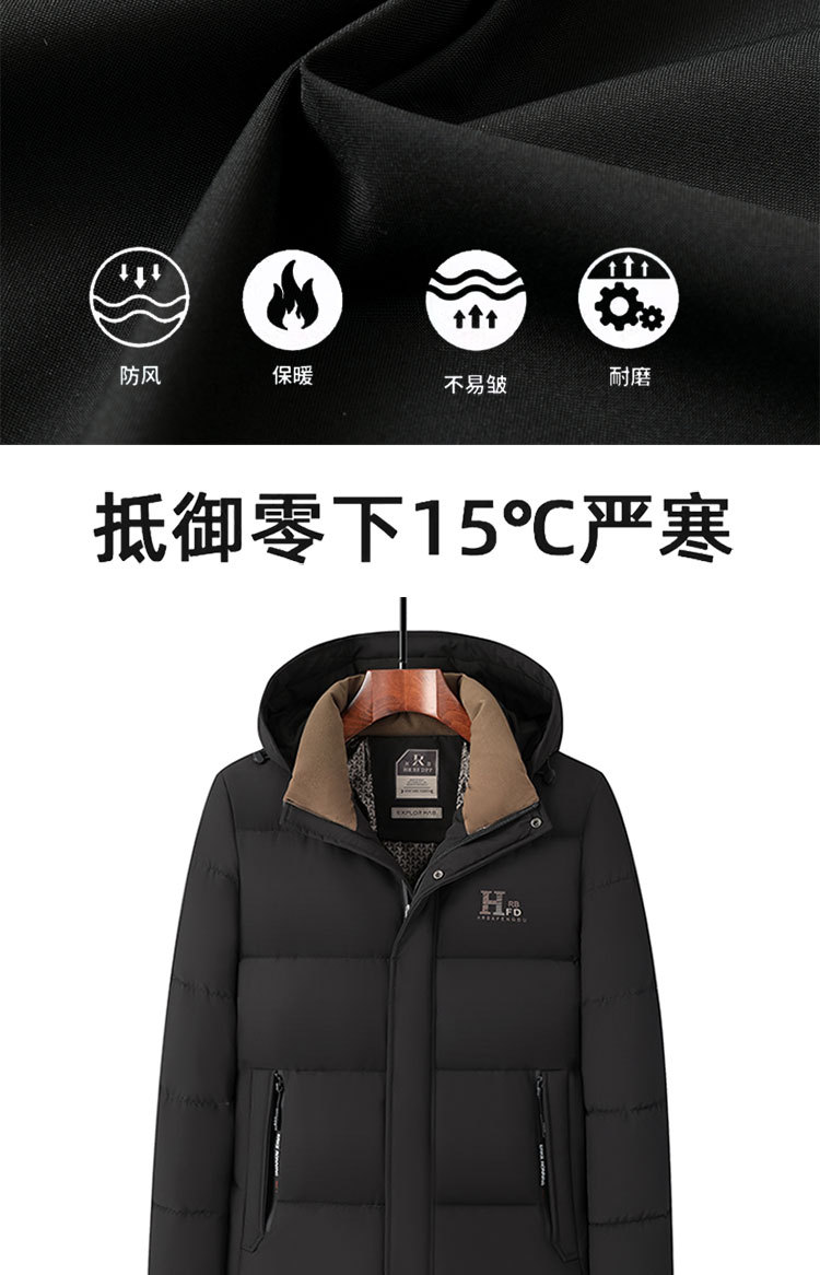 Down cotton-padded jacket for men, short coat for 2024 winter, detachable cap, cotton-padded jacket for middle-aged and elderly people, thick and warm cotton-padded jacket for men pic 3
