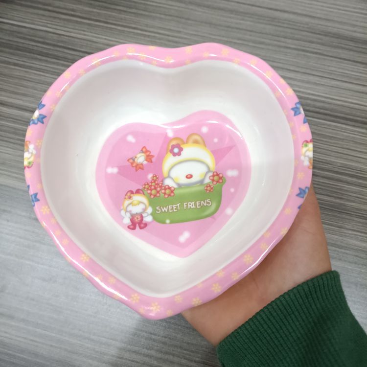 【 Zone 3-9 】【6010 Heart-shaped Bowls 】480 yuan per box Children's Bowls Heart-shaped Melamine Bowls Cartoon heart Bowls 1 yuan Supply rice bowls Children's rice bowls 1 yuan wholesale Item Picture