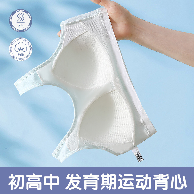 Teenage girls, high school students, sports shockproof bras without steel rims, junior high school students, adult growth period vests, adolescent underwear