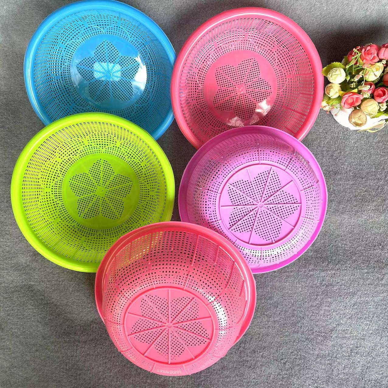 【 Zone 3-9 】216 Milan 400/ piece Household plastic vegetable washing basket, rice washing basket, draining basket, fruit and vegetable basket, water filter sieve, kitchen vegetable washing sieve, fruit sieve