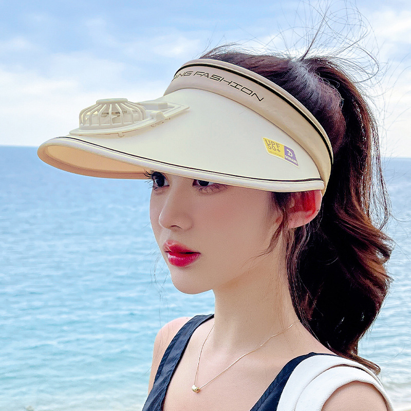 可充电风扇帽防晒帽子女夏季空顶儿童亲子遮阳帽显脸小户外太阳帽