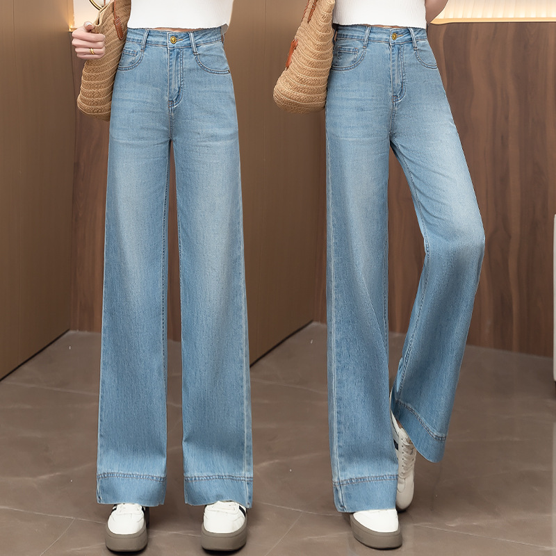 The official flagship store of jeans in Xintang, Guangzhou, offers women's 2025 new summer thin, narrow, wide-leg and straight-leg pants Application Scenario