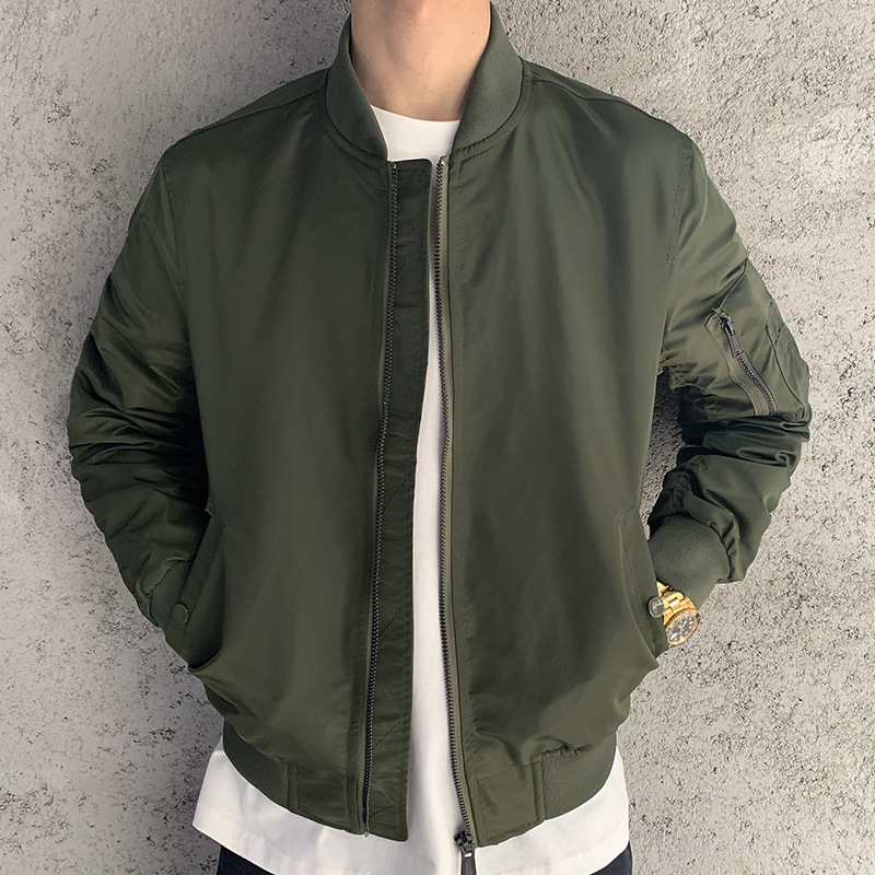 Air Force Bomber Jacket Men's Spring And Fall New Solid Color Army Green Casual Baseball Clothes On The Coat Trend Brand