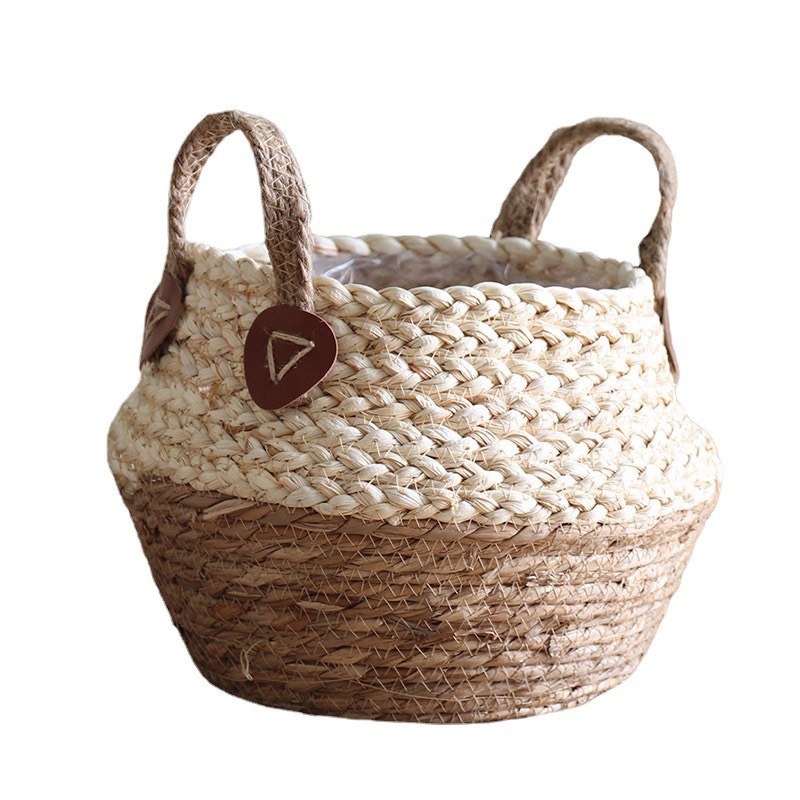 Creative Nordic Rattan Woven Grass Woven Flower Pot Folding Basket Home Green Plant Pot Floor Decoration Storage Basket Item Picture