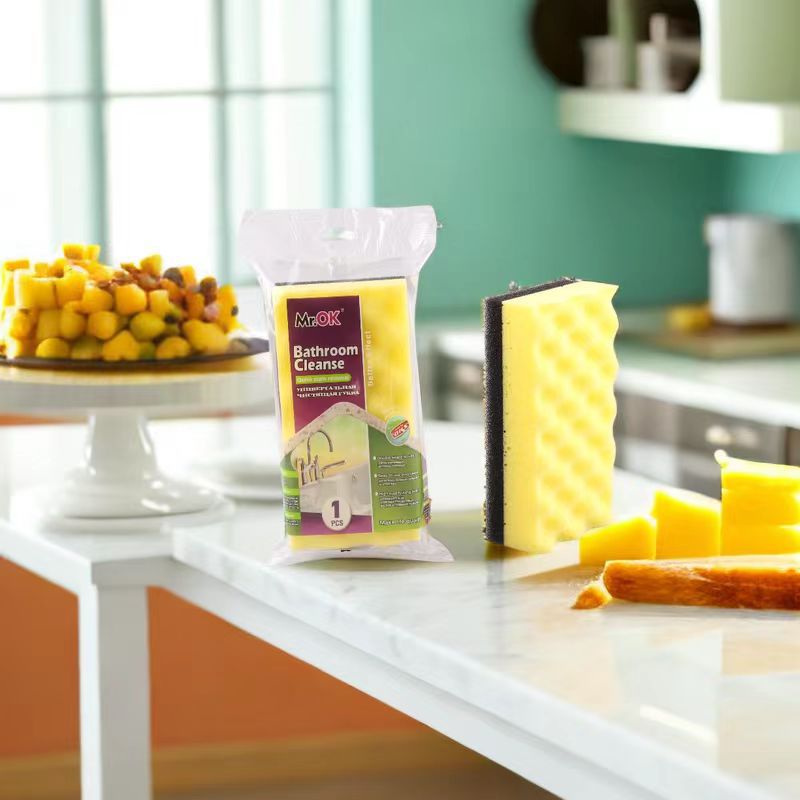 Manufacturers Wholesale High-Density Rubber Soaked Sand Containing Double-Sided Dishwashing Sponge Wipe Clean Sponge Block Bathtub Brush Application Scenario