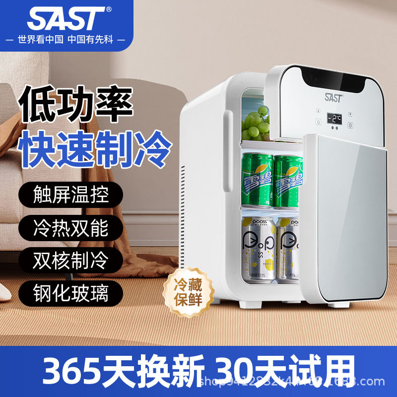 SAST 10L mini car refrigerator for cooling student dormitories, cosmetics refrigeration box, dual-purpose car and home in stock details Picture