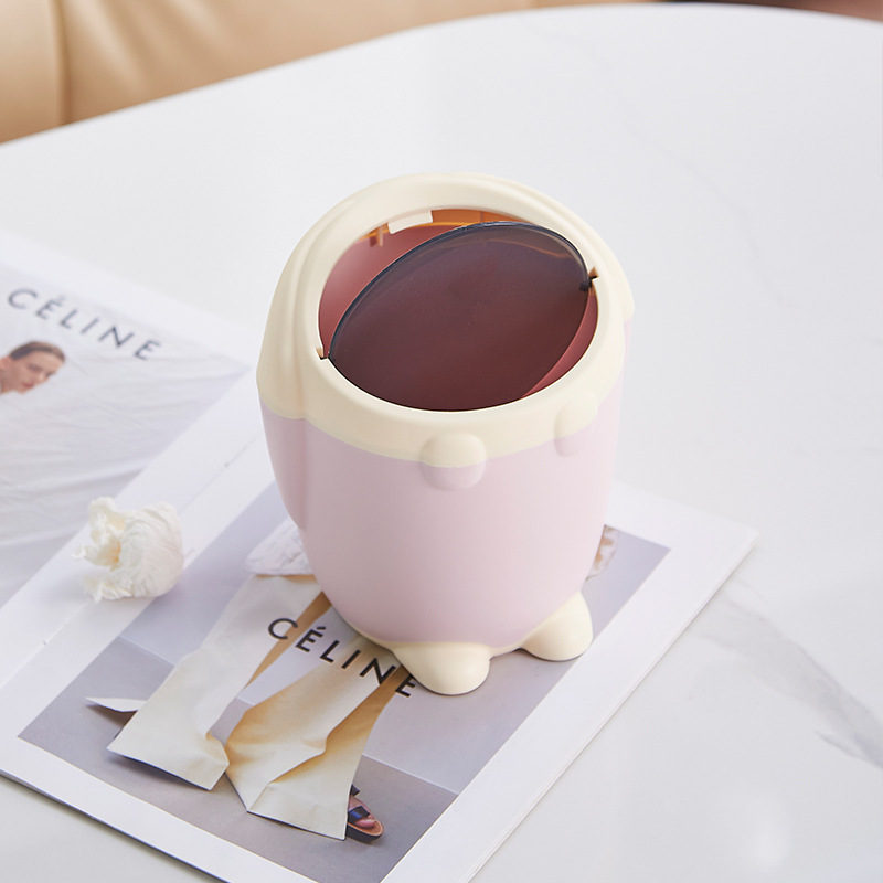 Songtai Home With Cartoon Cute Living Room Desktop Trash Can With Cover Office Clean Storage Bucket Small Paper Basket Wholesale details Picture