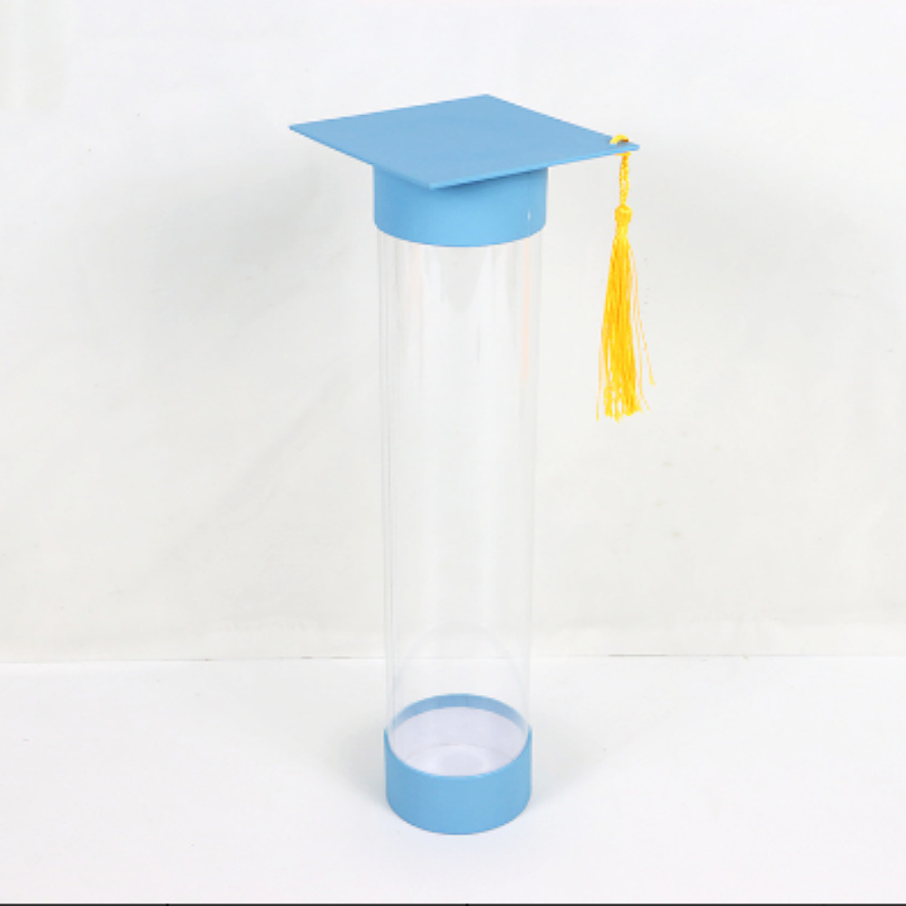 Transparent window PVC doctoral cap decorative gift box with tassels for graduation party decoration Item Picture
