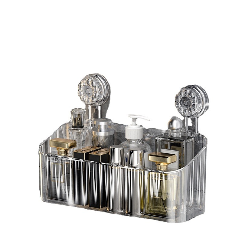 Light luxury bathroom, toilet suction cup storage rack, no need for drilling, wall-mounted washbasin, toothbrush and toothpaste storage basket, box and cylinder Item Picture
