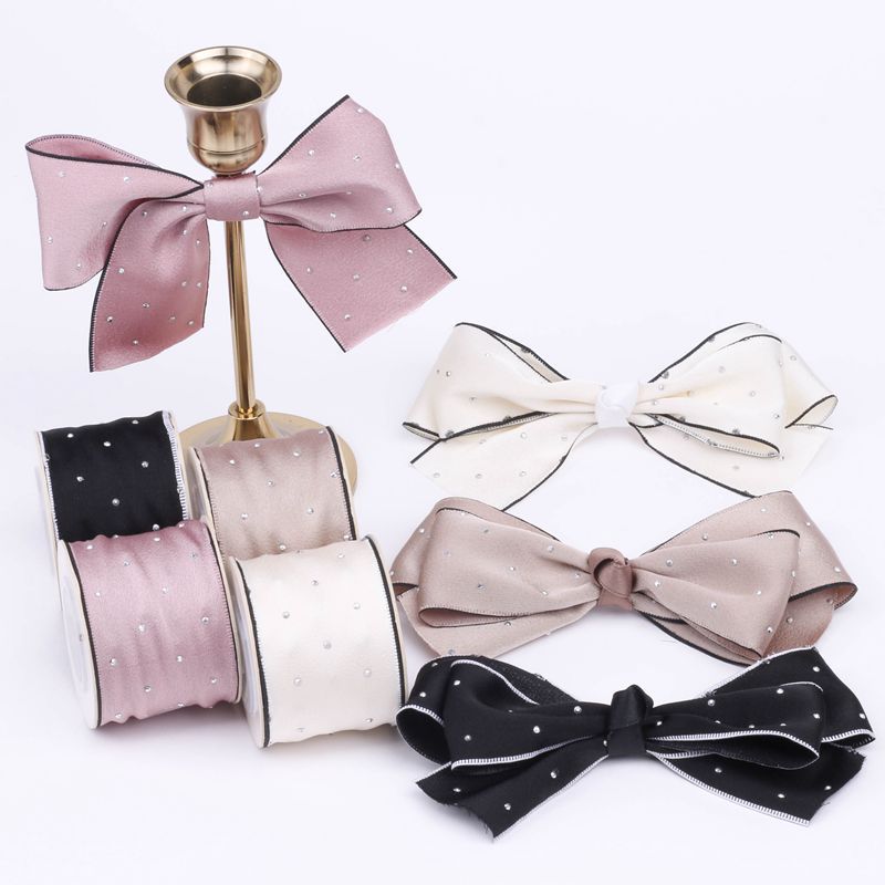 One Side Imitation Ice Silk Hot Drill Webbing Diy Hair Bow Flower Gift Box Packaging Collar Dress Accessories details Picture
