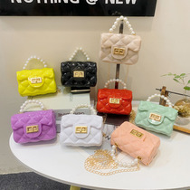Kids' Jelly Bag Kids' Bag Fashion Tote Spring/Summer new trend with cute pearl chain shoulder bag