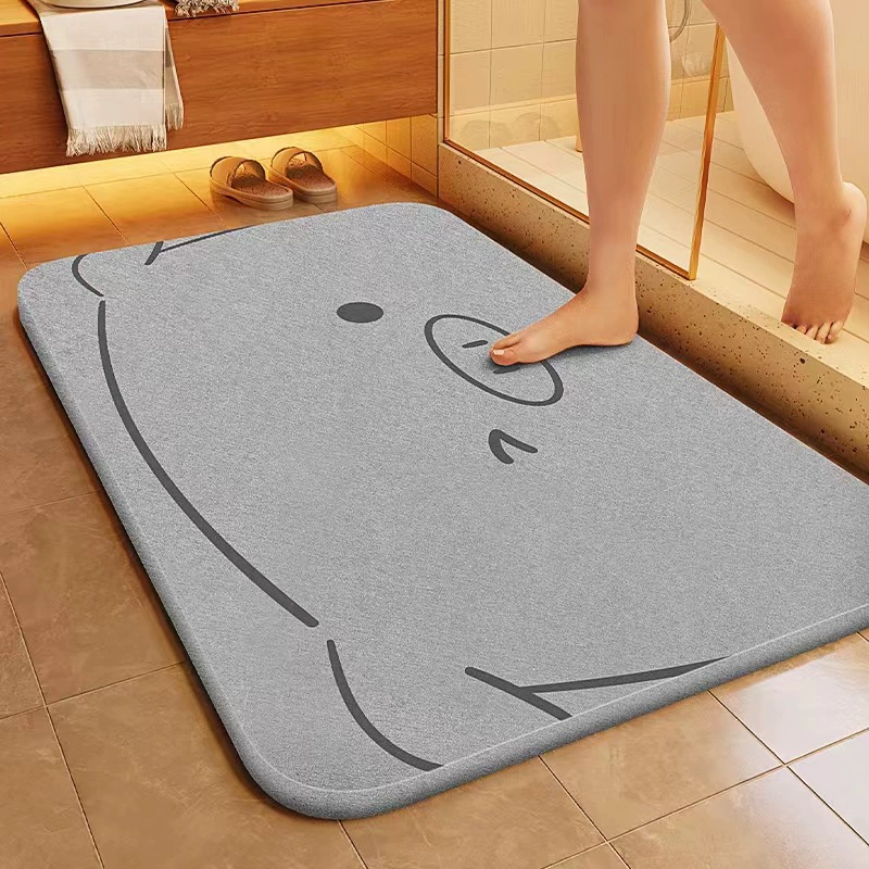 Soft diatom mud bathroom water-absorbing floor mat, anti-slip quick-drying toilet floor mat, door mat, home carpet Specification image