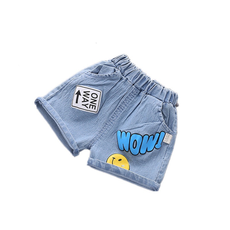 Summer 2022 new style denim shorts for boys and girls, casual capri pants for children and babies, versatile pants, smiling and trendy Item Picture