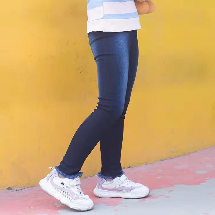 In-stock free shipping girls' denim leggings, elastic export girls' slim-fit jeans, casual girls' summer wear wholesale Specification image