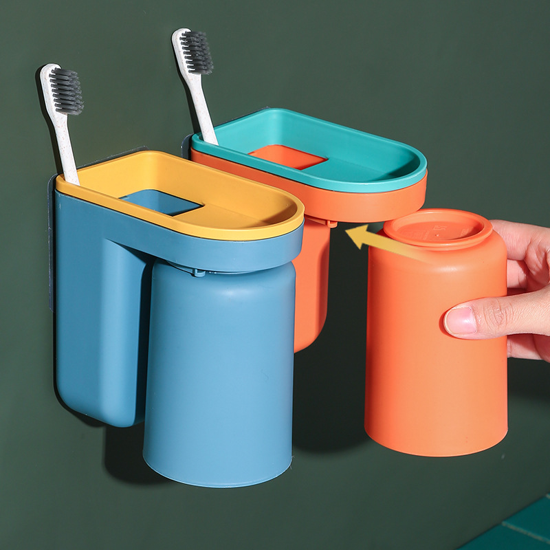 Toothbrush rack, no need for drilling, light luxury mouthwash cup, brushing cup, wall-mounted bathroom storage box, couple's tooth cylinder Application Scenario