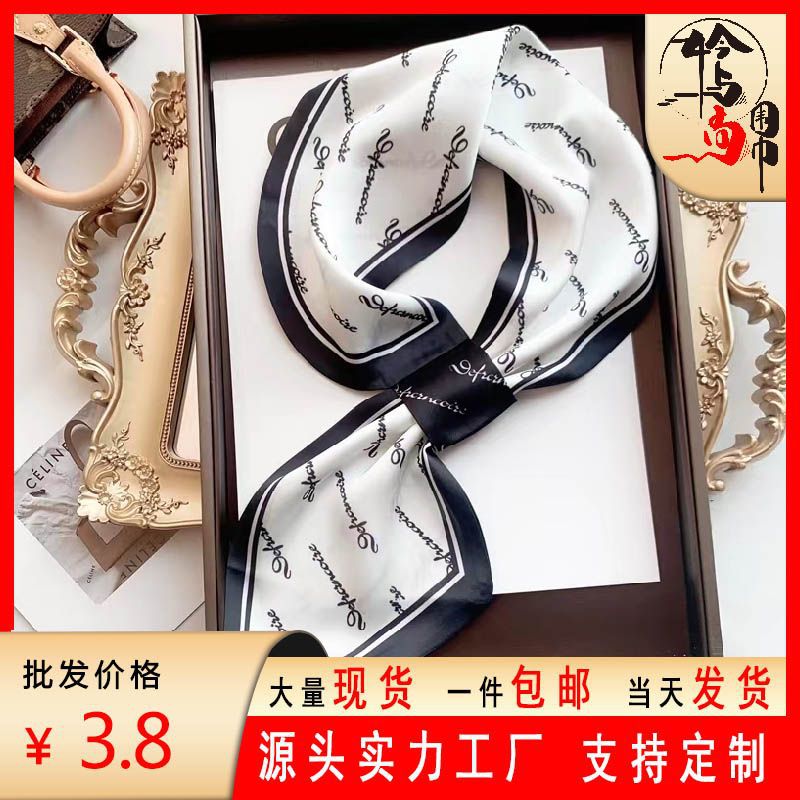 Spring And Autumn New Imitation Silk Scarf Fashion All Simple Korean Ear Scarf White Collar Stewardess Temperament Scarf Scarf Bib Application Scenario