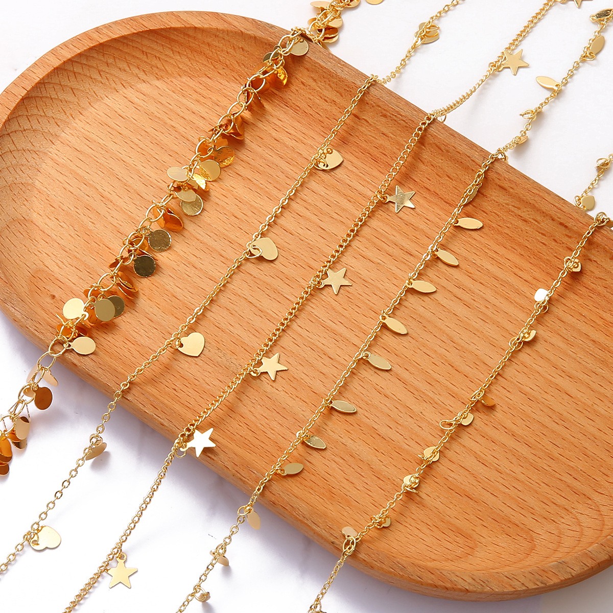 Color Preservation 18K Gold Embossed Bracelet Necklace Collarbone Chain Extension Chain Tail Chain Handmade Diy Material Accessories Application Scenario