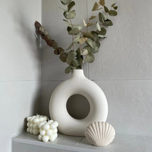 陶瓷花瓶圆圈花瓶ins摆件创意陶瓷工艺品客厅跨境爆款花瓶陶瓷