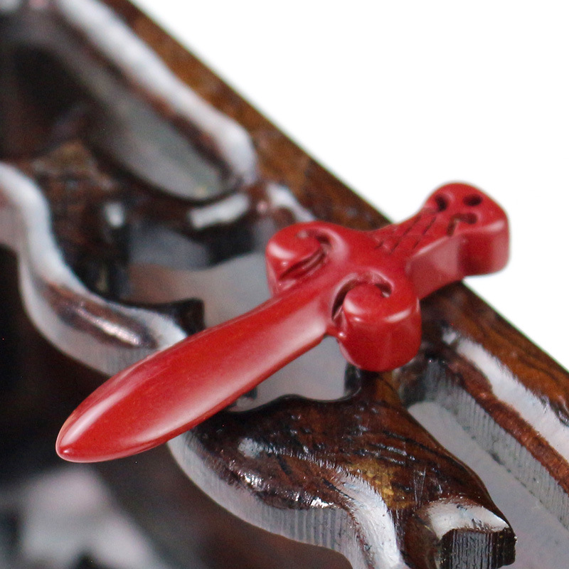 Cinnabar pendant DIY pendant, Chinese-style jewelry, Chinese-style accessories, purple gold sand cute little treasure sword, ethnic style creativity details Picture