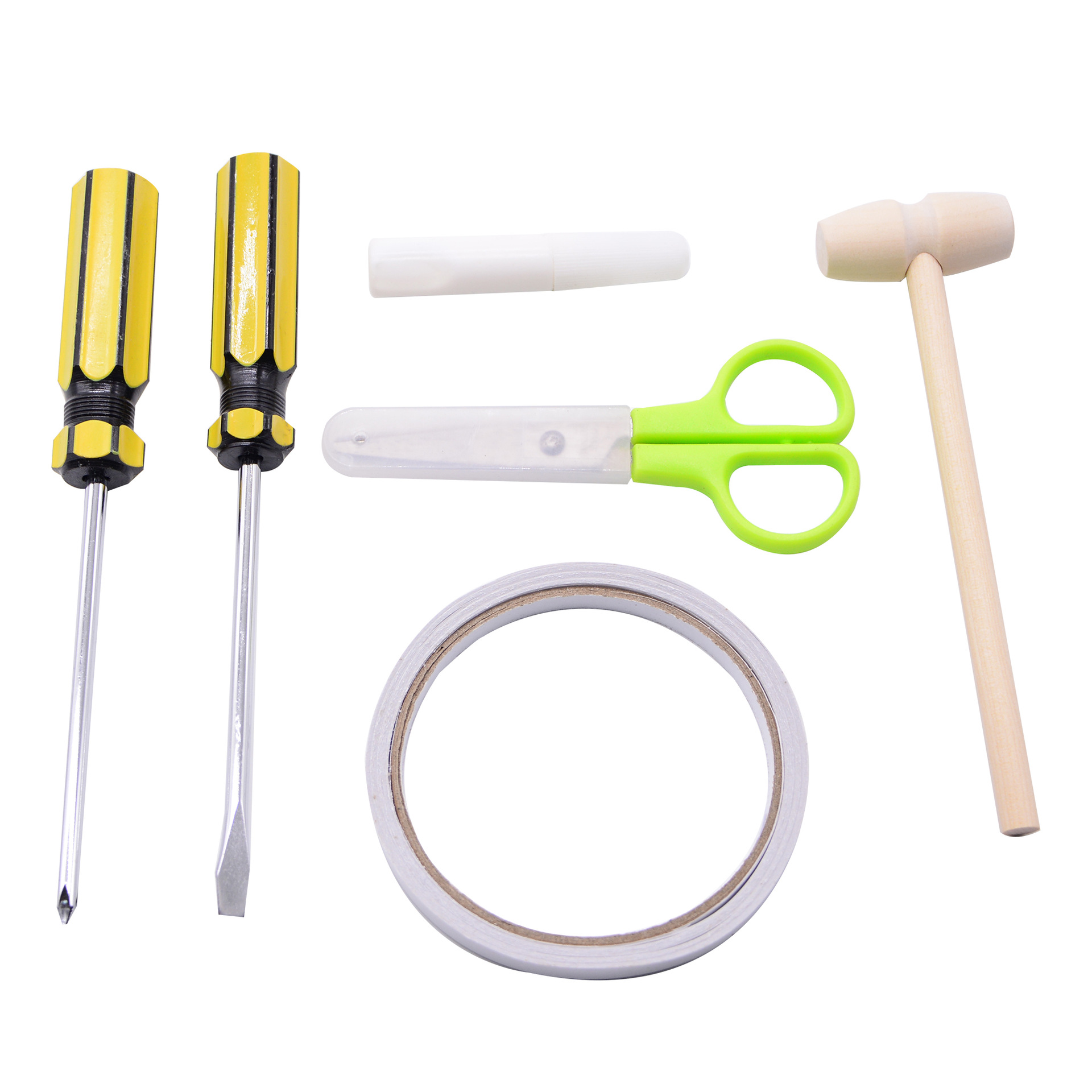 STEAM Science Laboratory Toolkit Set: Screwdriver, Scissors, Double-sided tape, Hammer, Woodworking glue STEAM Science Laboratory Toolkit Set: Screwdriver, Scissors, Double-sided tape, Hammer, Woodworking glue