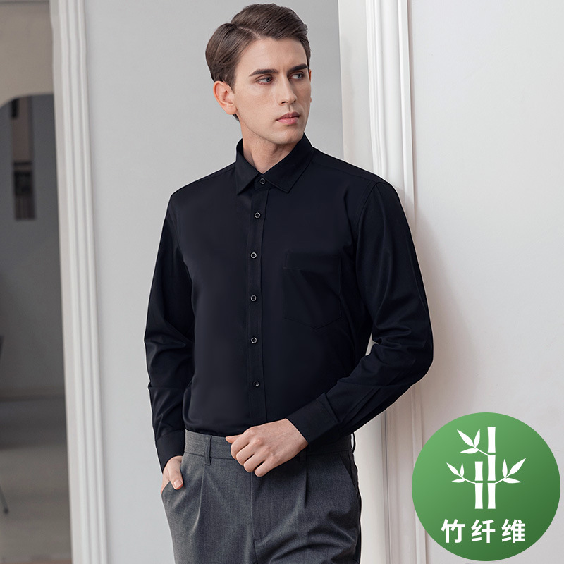 竹纤维免烫长/衬衫/男长袖衬衫细节图