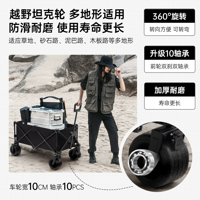 Processing Custom Outdoor Camping Stall Picnic Buy Food Large Pushcart Foldable Camp Cart Application Scenario