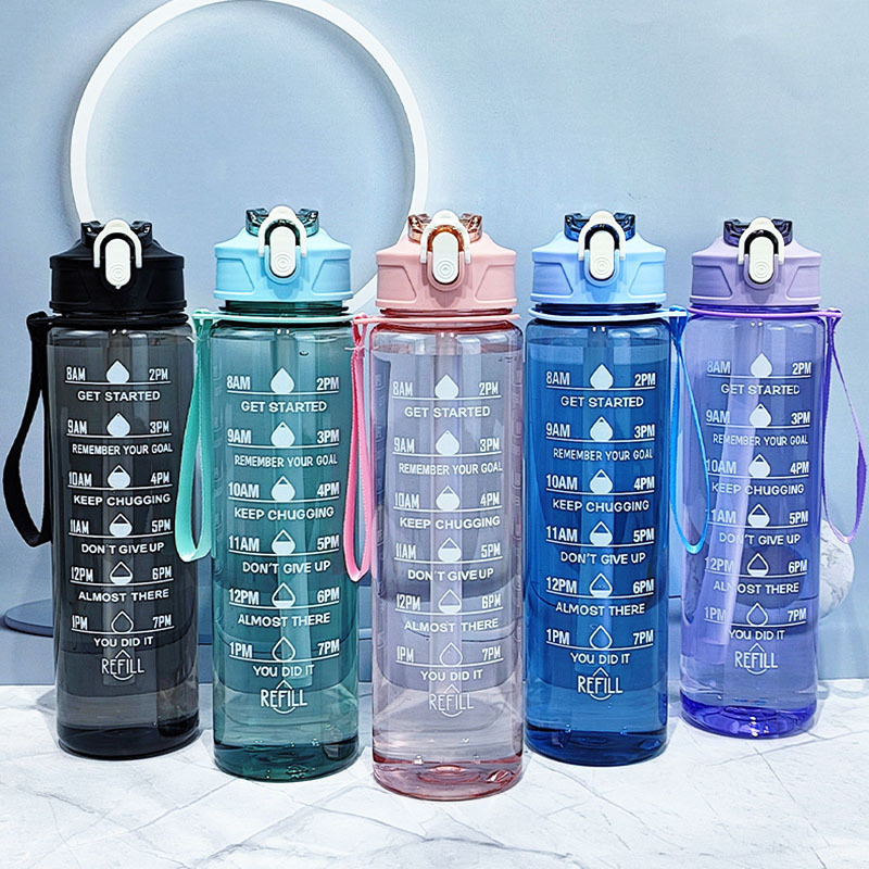 Super large capacity water cup for women, 2000ml summer with straw scale sports cup, high appearance level outdoor portable water bottle details Picture
