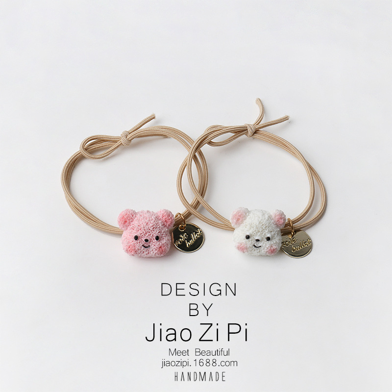 Simple and cute puppy hair tie, animal girlish heart, high ponytail, hair band, sweet hair band, cartoon hair tie and hair accessory Specification image