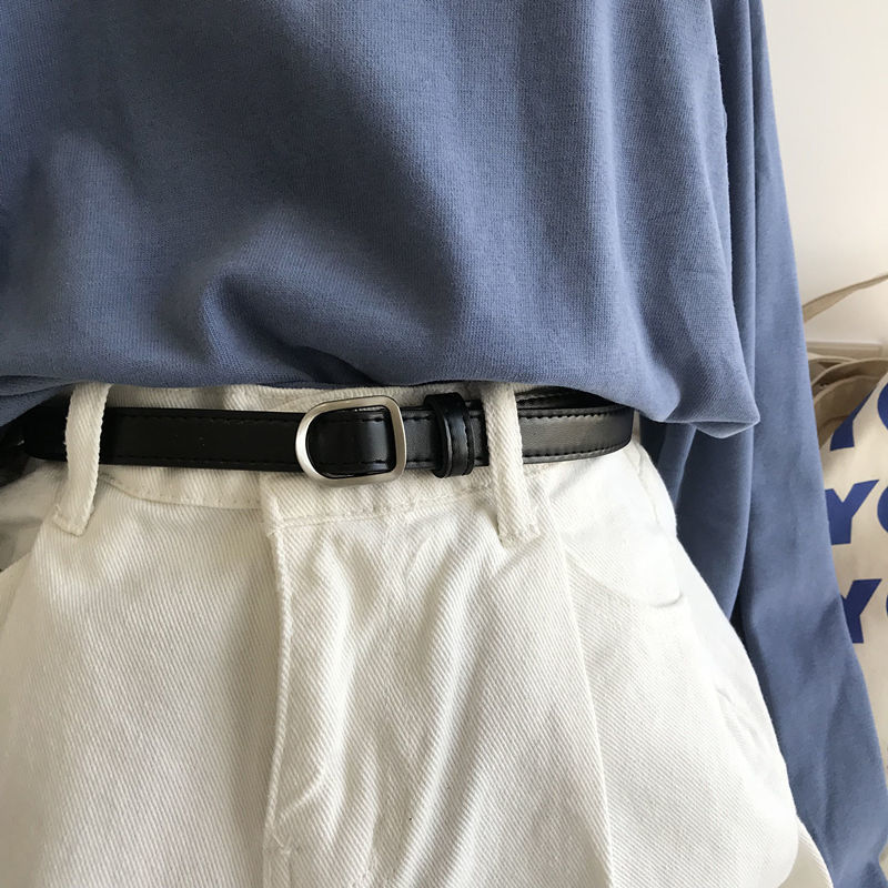 New Belt Women Retro Fashion All-In-One Dress Jeans Decorated With Smooth Buckle Korean Version Of Women's Thin Waist Belt