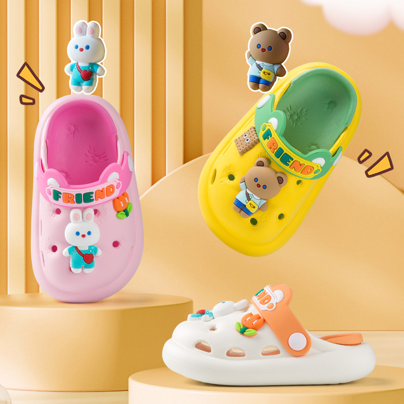 Cross-border new children's slippers, summer cartoon rabbit soft-soled comfortable children's flip-flops, home bathroom clogs, wholesale for export details Picture