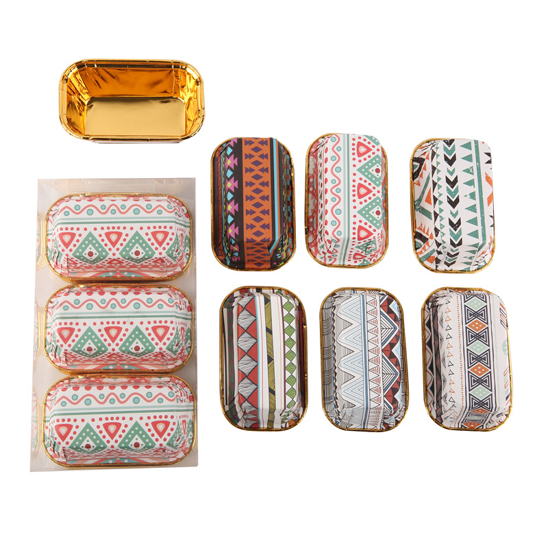 金色条纹款长方形蛋糕杯蛋糕模具耐高温蛋糕纸杯