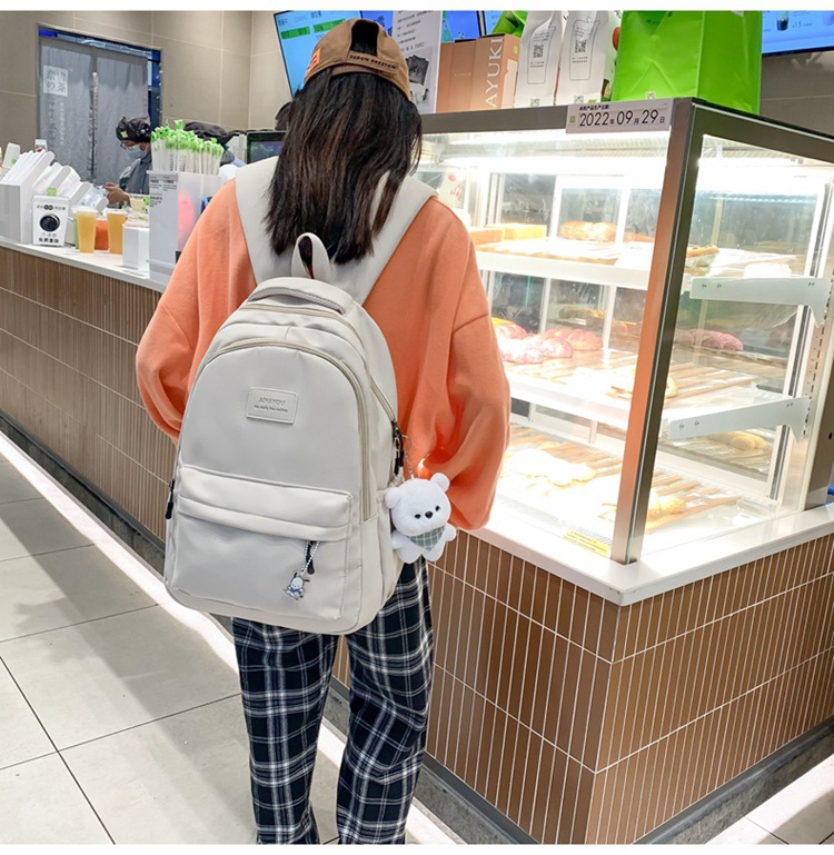 森系大容量高中大学生书包女简约百搭ins校园风双肩包女电脑背包详情23