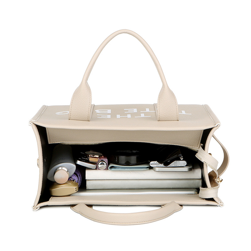 Cross-Border Foreign Trade Women's Bag A New Pure Color Pu Letter Tote Bag Simple Leisure Large Capacity Handbag details Picture