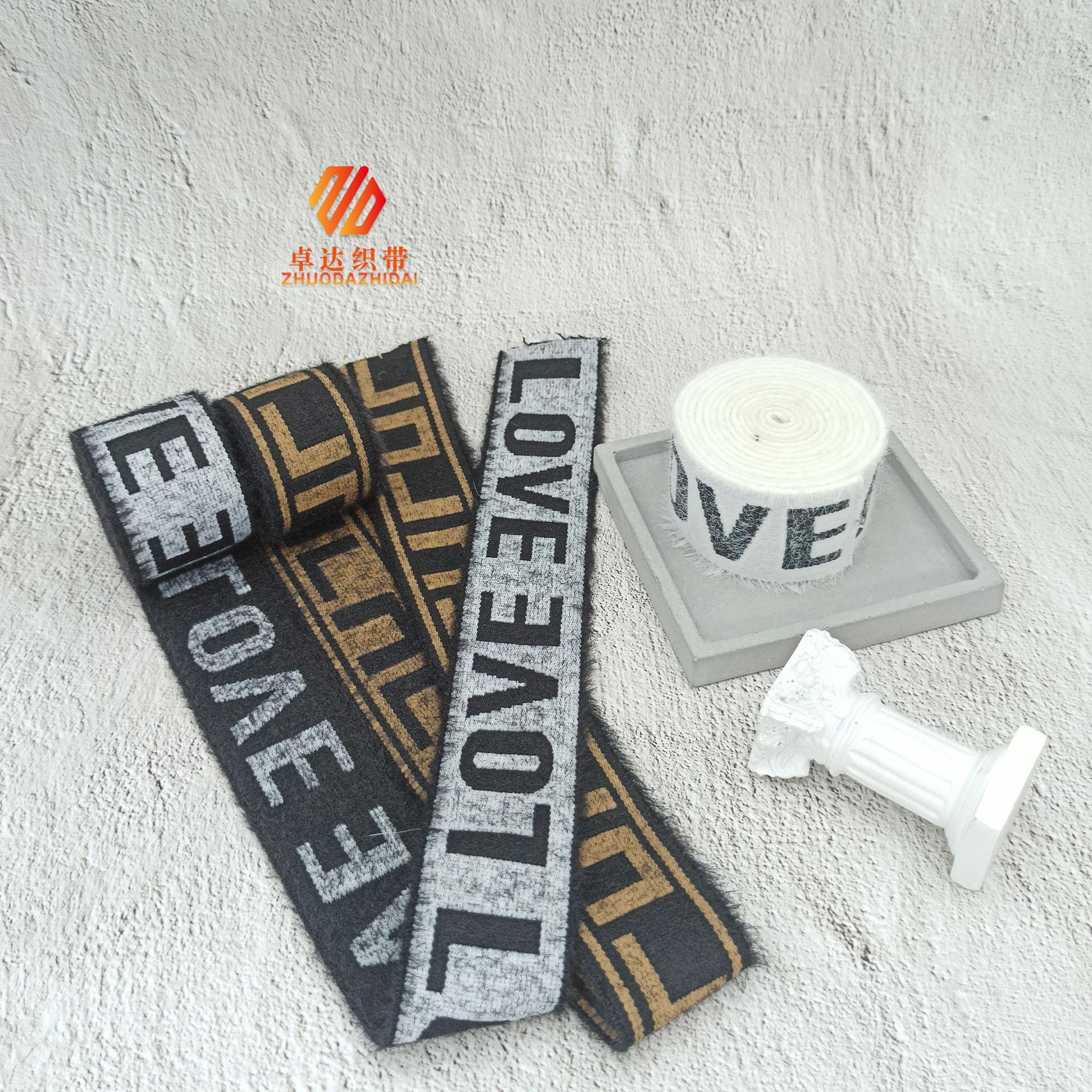 Manufacturers Wholesale Spot Plush Love Letter Elastic Ribbon Color Jacquard Ribbon Soft Wide Elastic Waist Decoration details Picture