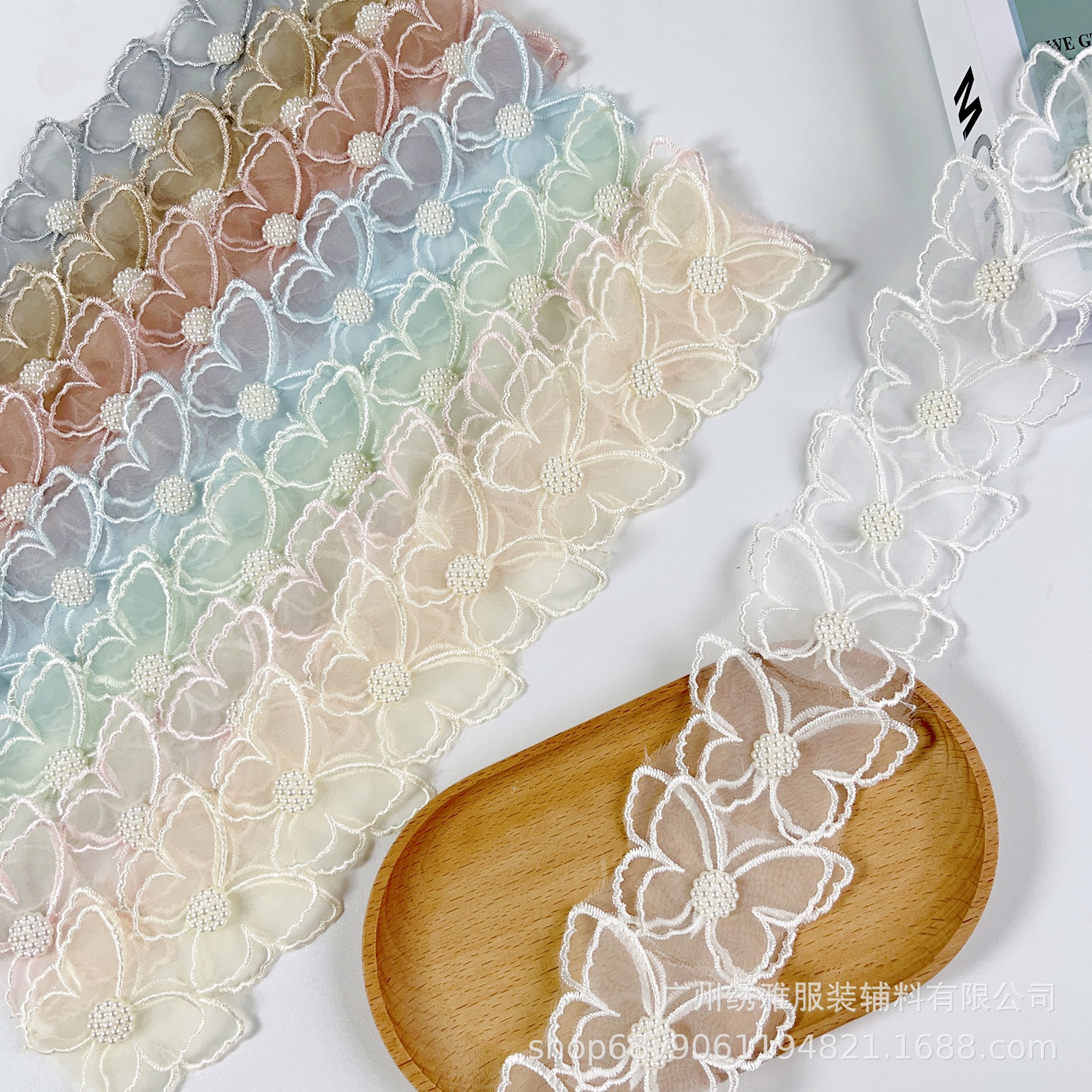 花边/黑色小球边/棉布刺绣花边/玻璃纱刺绣花边/褶皱雪纱带产品图