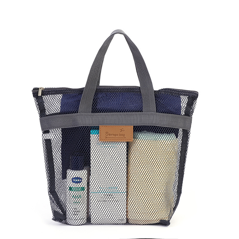 New travel convenience mesh storage toiletry bag manufacturer wholesale cross-border hand-held beach bag, large-capacity swimming bag Item Picture