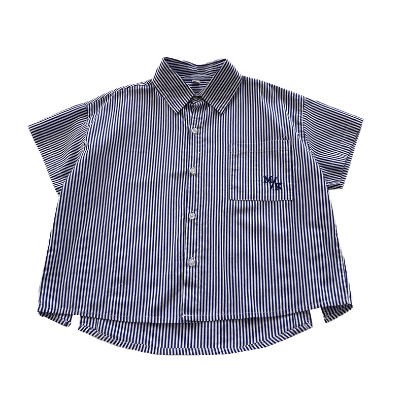 Children's clothing: Short-sleeved shirts for boys, summer coats for kids, new summer 2024, breathable striped shirts for little boys, trendy Item Picture