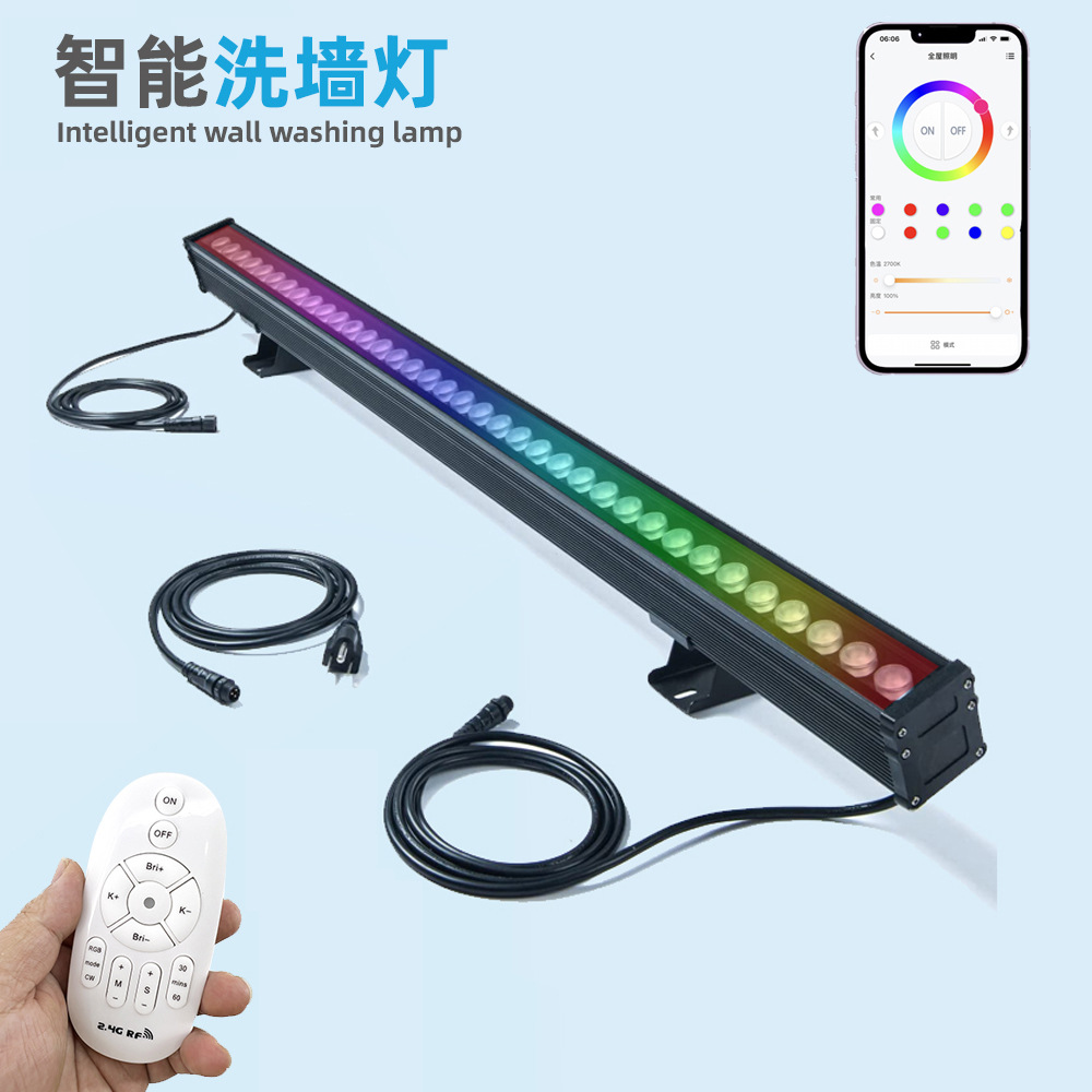 Intelligent LED wall-washing light 60W RGBCW color-changing linear full-color dance studio live streaming atmosphere can be connected in series with background lights full figure