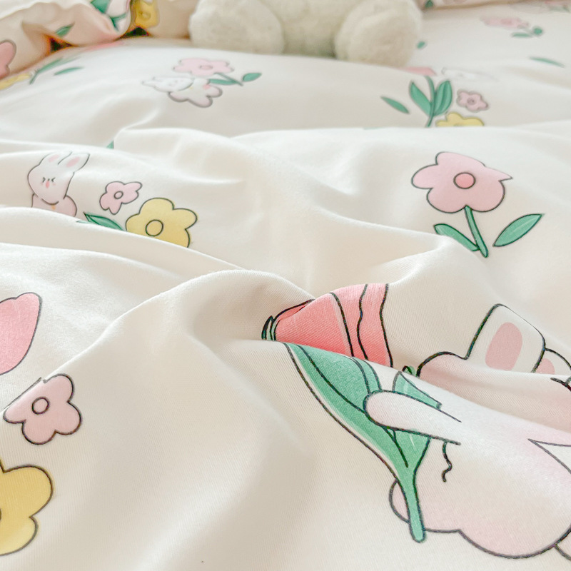 Wholesale of new washed cotton brushed four-piece set, thickened light and fresh pure cotton bed sheet and duvet cover three-piece set bedding Application Scenario