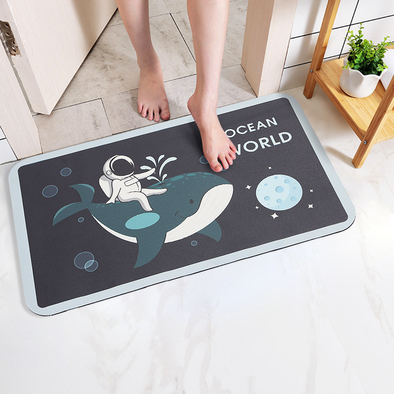 代发硅藻泥吸水地垫浴室防滑软垫卫生间长方形卡通吸水垫家用厨