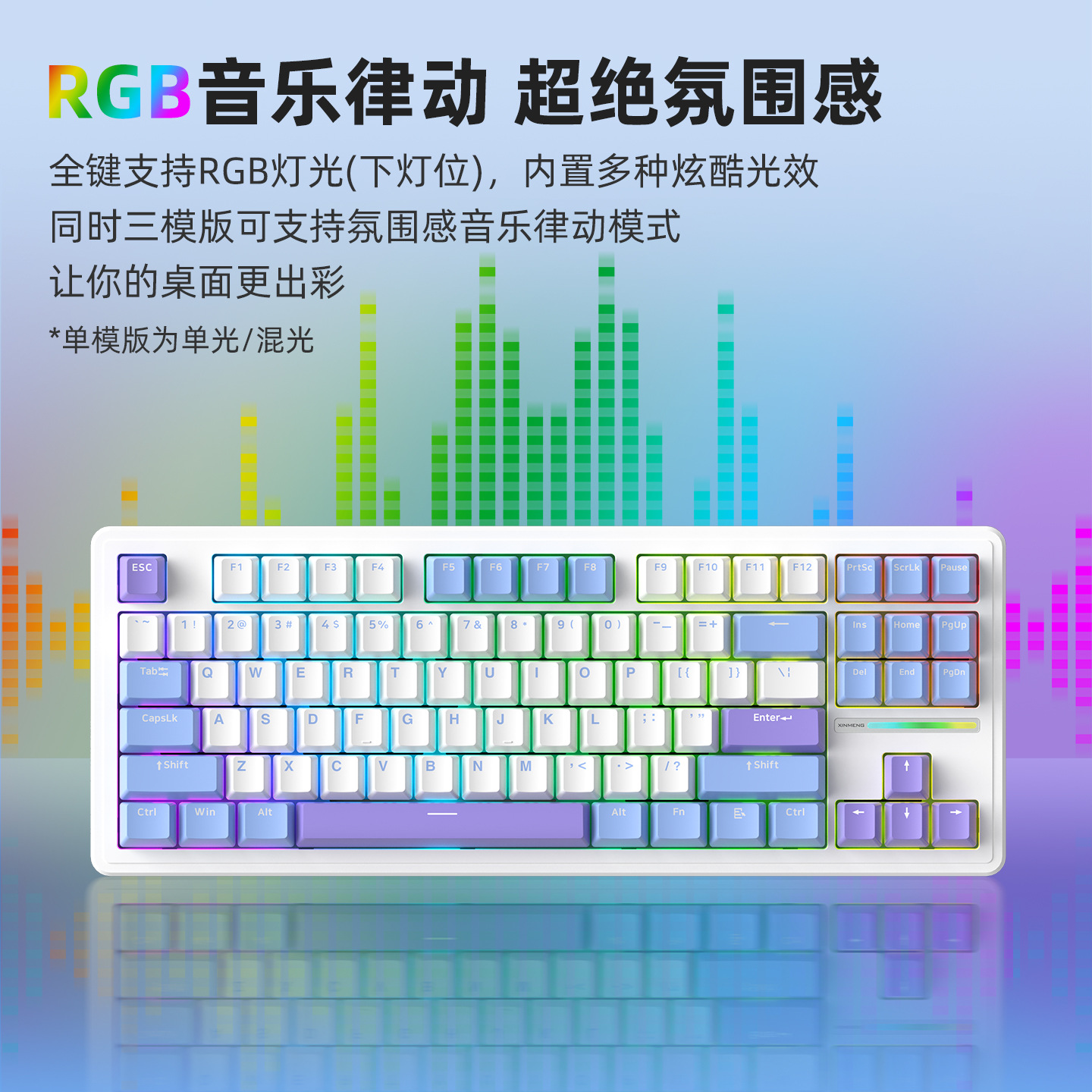 The New Alliance M87Lite tri-mode wireless office keyboard GasKet is customizable, suitable for mahjong pitch, appearance, and gaming Specification image