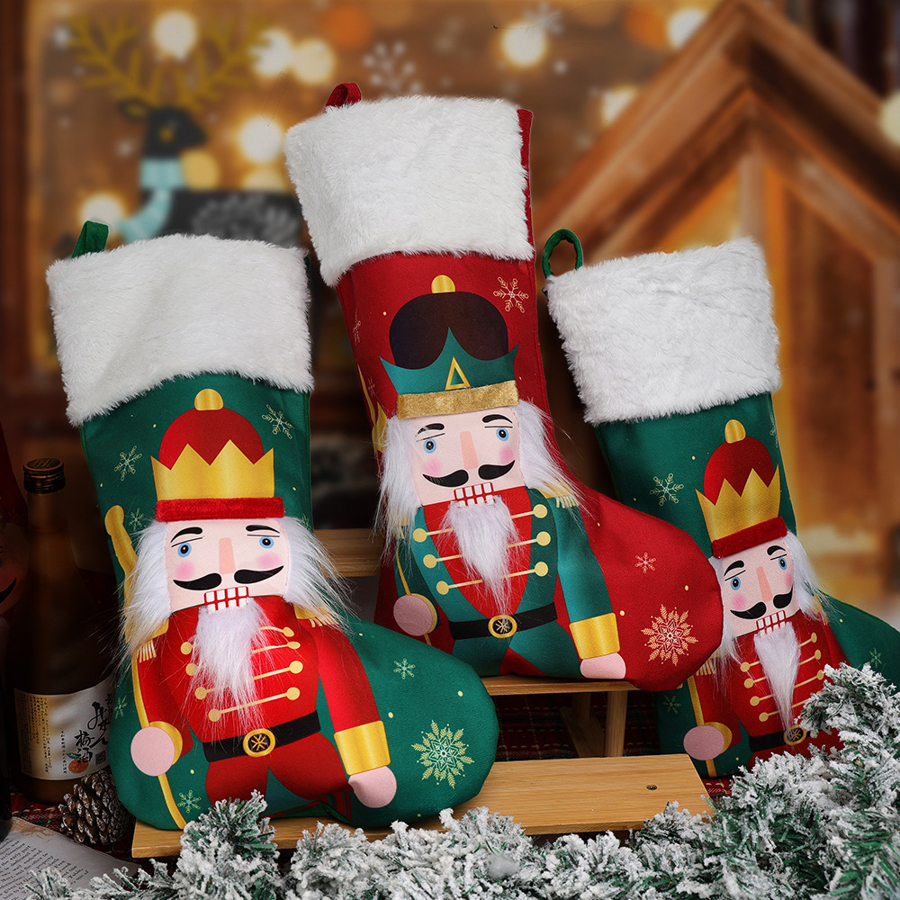 Cross-border new Christmas Green Soldier Christmas socks, creative gift bags, candy bags, Christmas tree hanging decorations details Picture