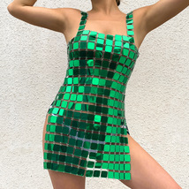 欧美跨境饰品 创意比基尼吊带裙衣饰 性感方形拼接亚克力身体链女