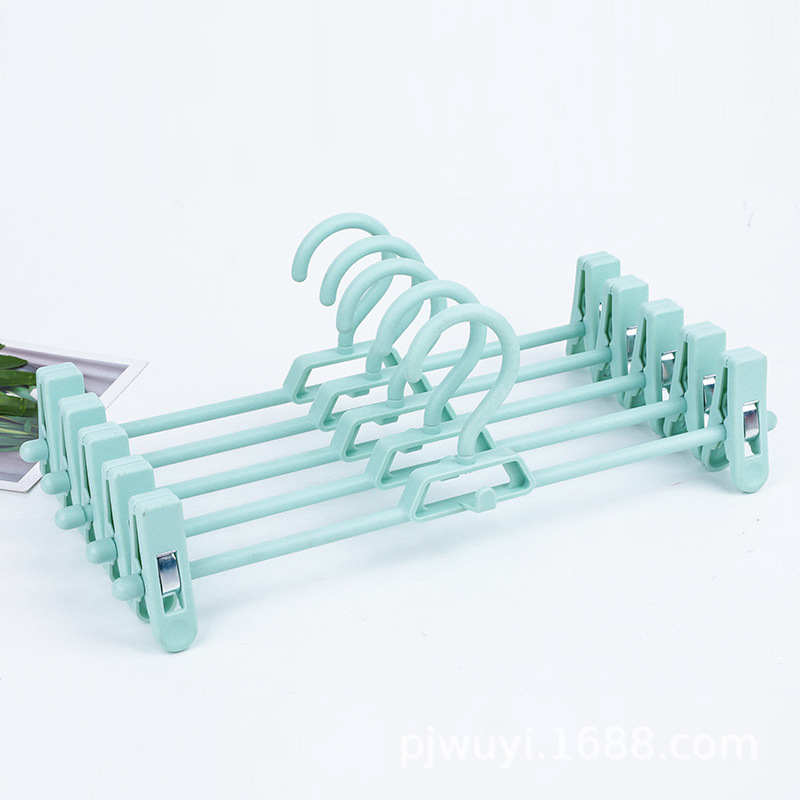 360度旋转无痕防滑可叠加多功能塑料裤夹室内外可调节伸缩裤架子产品图