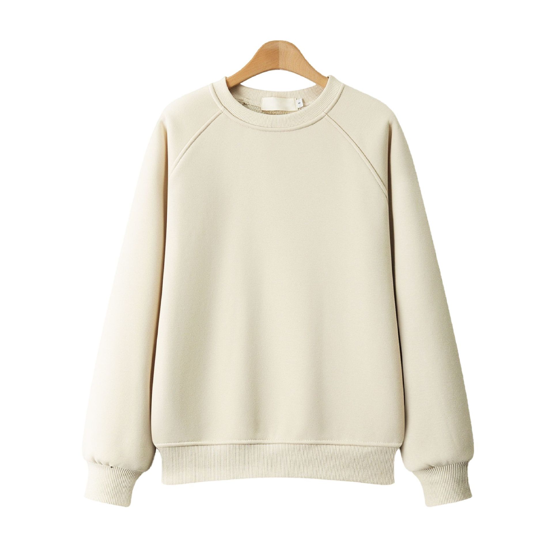 ETOU 2025 Spring solid-color loose round-neck long-sleeved T-shirt for men and women's couple hoodies base layer details Picture